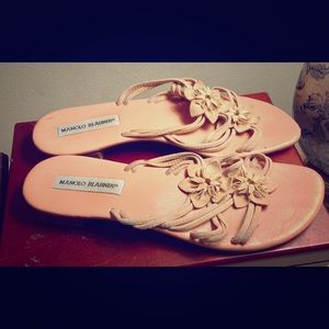 Manolo Blahnik Apricot Suede slides 39